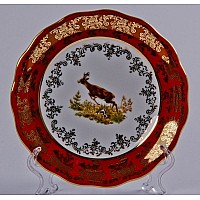 Набор тарелок Bavaria Охота красная 17 см 6 штук