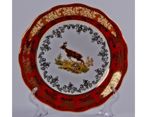 Набор тарелок Bavaria Охота красная 17 см 6 штук