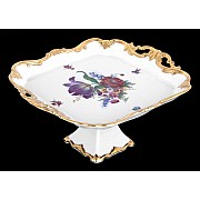 Блюдо квадратное 30см на ножке Weimar Porzellan Мейсенский букет