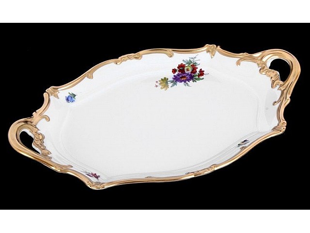 Блюдо овальное 37см Weimar Porzellan Мейсенский букет