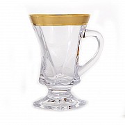 Набор чайно-кофейных пар на ножке 100 мл Квадро Голд-2 Bohemia Crystal