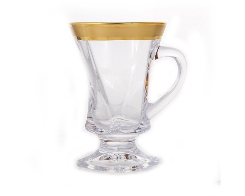 Набор чайно-кофейных пар на ножке 100 мл Квадро Голд-2 Bohemia Crystal