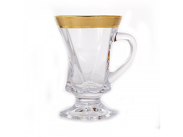 Набор чайно-кофейных пар на ножке 100 мл Квадро Голд-2 Bohemia Crystal