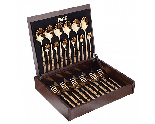 Набор столовых приборов Hera Gold Face на 6 персон 24 предмета
