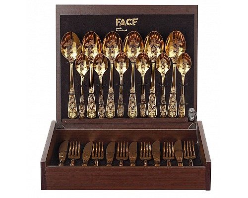 Набор столовых приборов Antique Gold Face на 6 персон 24 предмета