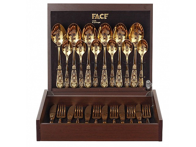 Набор столовых приборов Antique Gold Face на 6 персон 24 предмета