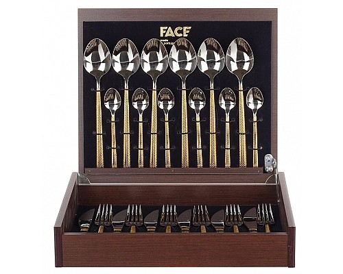 Набор столовых приборов Hera Gold Platina Face на 6 персон 24 предмета
