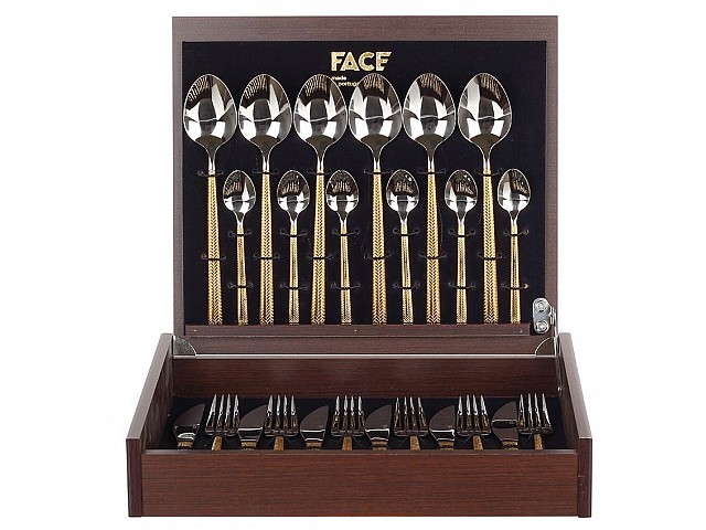 Набор столовых приборов Hera Gold Platina Face на 6 персон 24 предмета