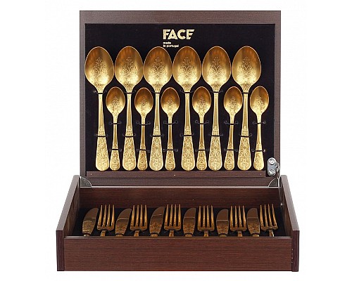 Набор столовых приборов Antique Gold матовый Face на 6 персон 24 предмета