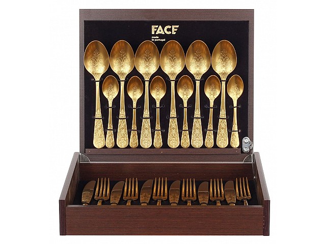 Набор столовых приборов Antique Gold матовый Face на 6 персон 24 предмета