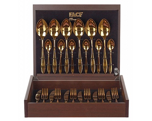 Набор столовых приборов Jasmine Gold Face на 6 персон 24 предмета