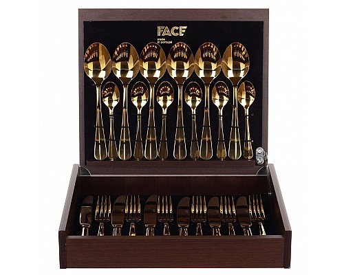 Набор столовых приборов Baguette Gold Face на 6 персон 24 предмета