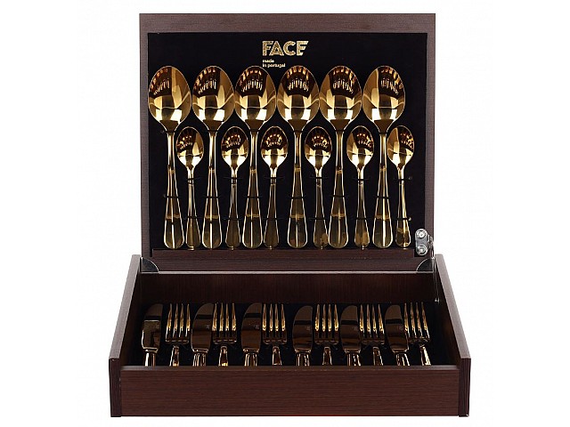 Набор столовых приборов Baguette Gold Face на 6 персон 24 предмета