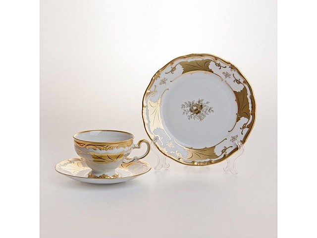 Чайный набор Weimar Porzellan Кленовый лист белый подарочный на 6 персон