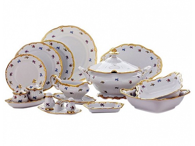 Сервиз столовый Мейсенский цветок Weimar Porzellan на 12 персон 49 предметов