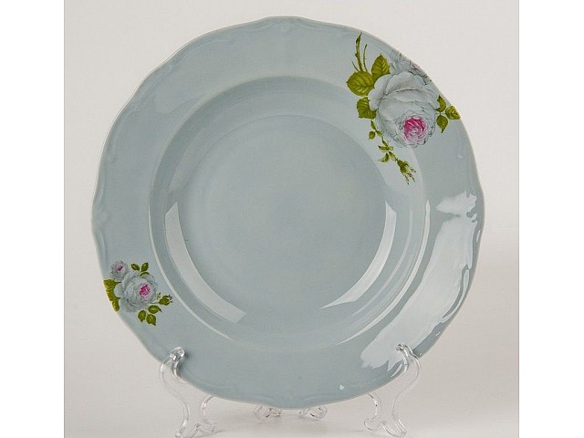 Набор глубоких тарелок Алвин голубой Weimar Porzellan 24 см 6 штук