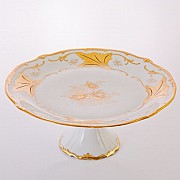 Блюдо 33см на ножке Weimar Porzellan Кленовый лист белый