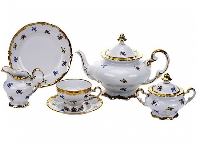 Сервиз чайный Мейсенский цветок Weimar Porzellan на 6 персон подарочный