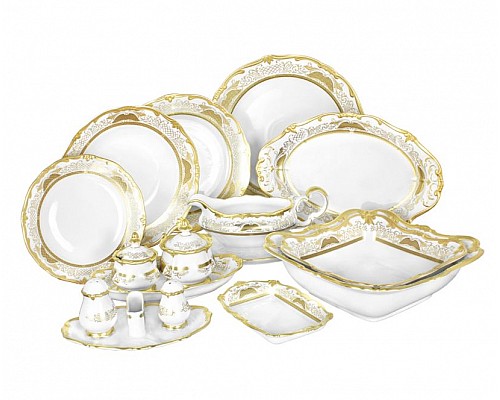 Столовый сервиз на 12 персон 48 предметов Симфония золотая Weimar Porzellan