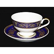 Набор чашек для чая Александрия Кобальт/золото 200 мл на 6 персон