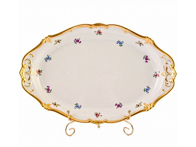 Блюдо овальное 32см Weimar Porzellan Мейсенский цветок
