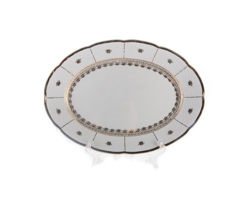 Блюдо овальное 32 см Менуэт Золотой орнамент Thun