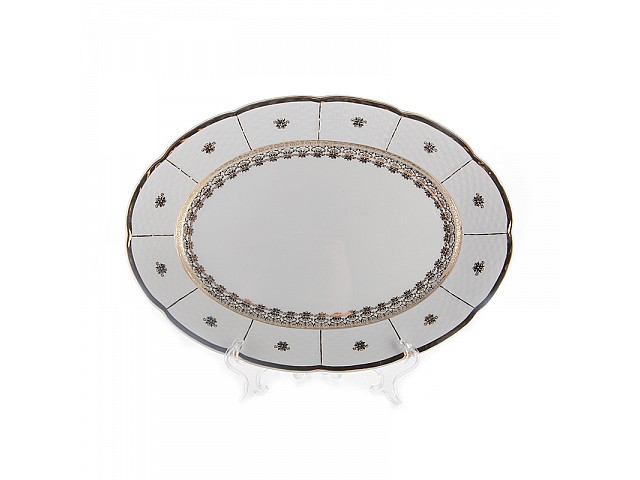 Блюдо овальное 32 см Менуэт Золотой орнамент Thun