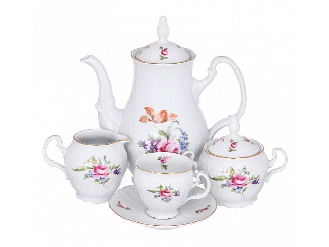 Кофейный сервиз на 6 персон 15 предметов 90 мл Полевой цветок Bernadotte 