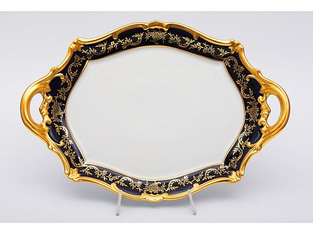 Блюдо овальное 37см Weimar Porzellan Ювел синий