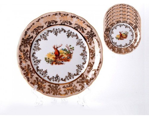 Набор тарелок Bavaria Охота медовая 19 см 6 штук