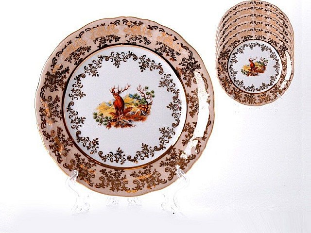 Набор тарелок Bavaria Охота медовая 19 см 6 штук