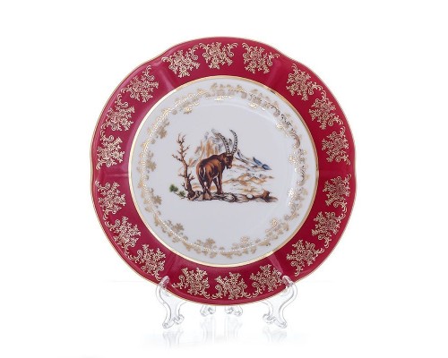 Набор тарелок Bavaria Охота красная 19см 6 штук