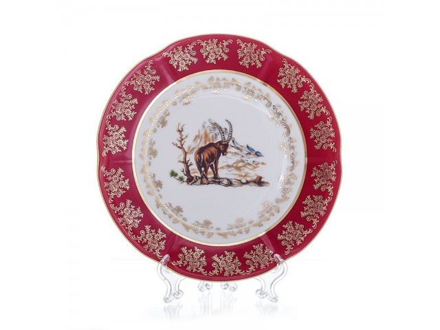 Набор тарелок Bavaria Охота красная 19 см 6 штук