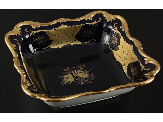 Салатник квадратный 26 см Weimar Porzellan Кленовый лист синий