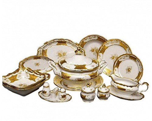 Сервиз столовый Кленовый лист белый Weimar Porzellan на 12 персон 49 предметов