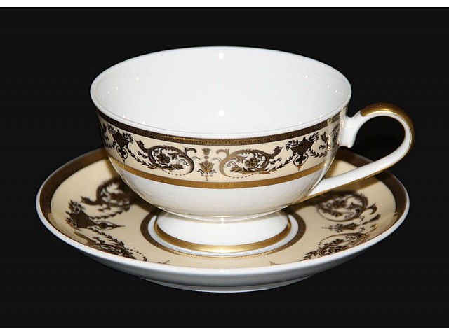 Набор чашек для чая Александрия Крем/золото 200 мл на 6 персон