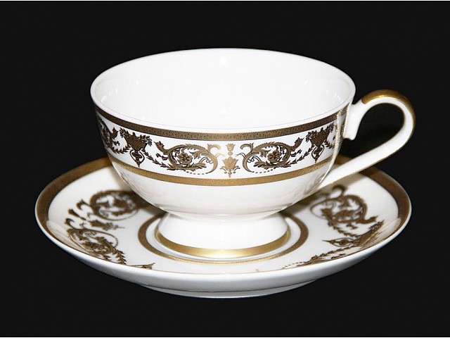 Набор чашек для чая Александрия Голд/белый 200 мл на 6 персон