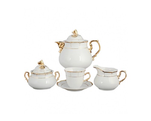 Чайный сервиз Менуэт Отводка золото Thun на 6 персон