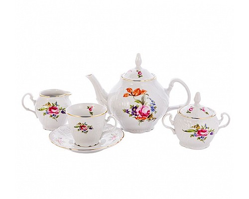 Чайный сервиз Бернадотт Полевой цветок на  6 персон 15 предметов 240 мл