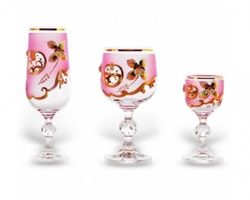 Набор бокалов Лепка розовая Union Glass 18 предметов
