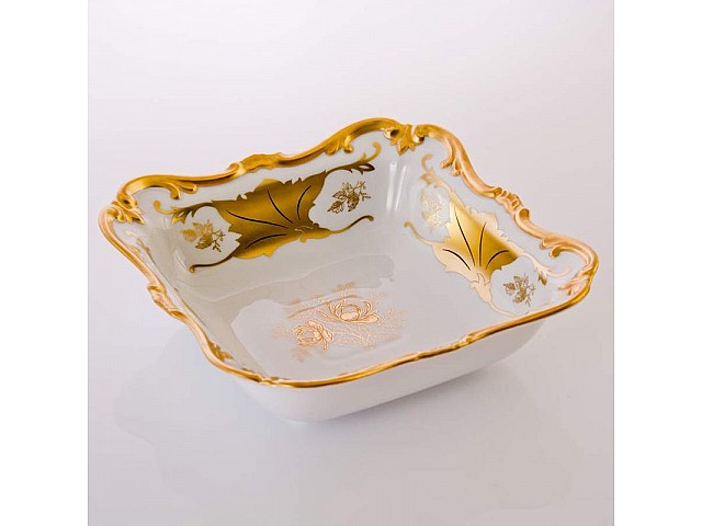 Салатник квадратный 26 см Weimar Porzellan Кленовый лист белый