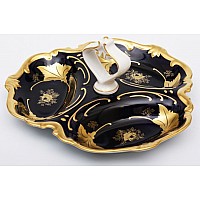 Менажница 25см Weimar Porzellan Кленовый лист синий