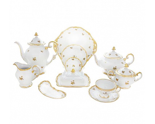 Сервиз чайный Роза золотая Weimar Porzellan на 12 персон 55 предметов