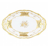 Блюдо овальное 36см Weimar Porzellan Кленовый лист белый