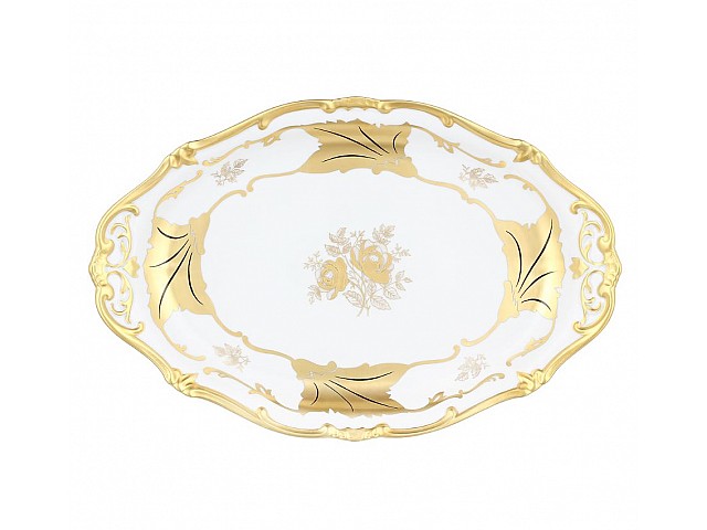 Блюдо овальное 36см Weimar Porzellan Кленовый лист белый