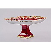 Блюдо квадратное на ножке Weimar Porzellan Ювел красный 30см