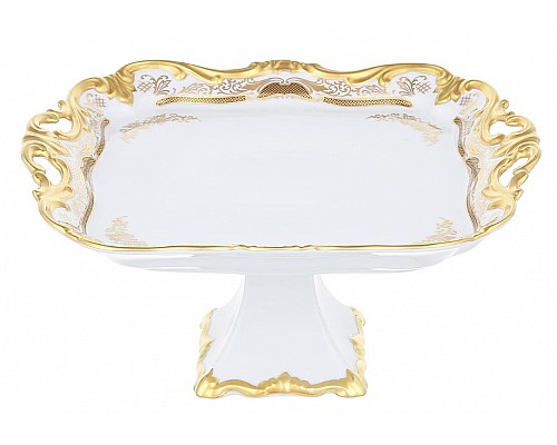 Блюдо квадратное 30см на ножке Weimar Porzellan Симфония Золотая