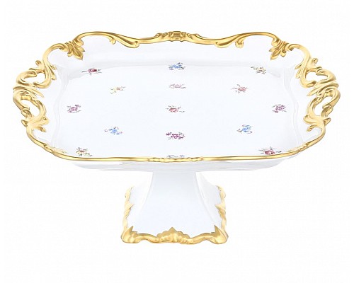 Блюдо квадратное на ножке Мейсенский цветок Weimar Porzellan 30см