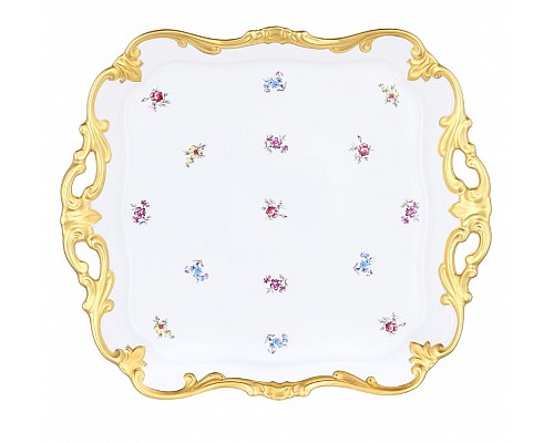 Блюдо квадратное 30см Weimar Porzellan Мейсенский цветок