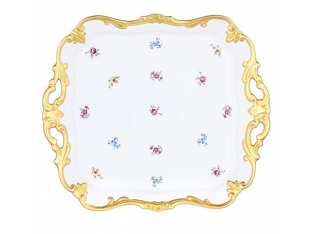 Блюдо квадратное 30см Weimar Porzellan Мейсенский цветок